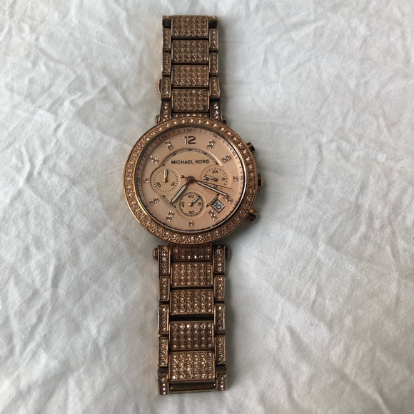 Michael Kors Ladies Swarovski Rose Gold Watch - Picture 2 of 4